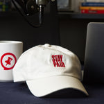 Red Stay Paid Logo on White Hat